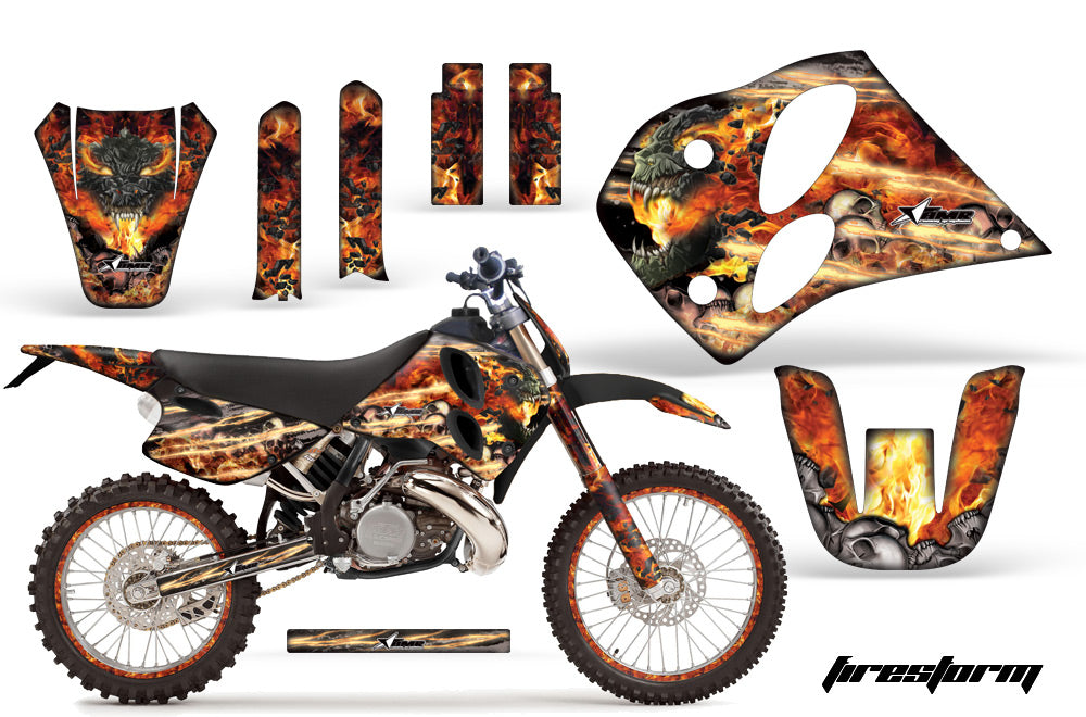 Graphics Kit Decal Sticker Wrap + # Plates For KTM SX/XC/EXC/LC2 1993-1997 FIRESTORM BLACK-atv motorcycle utv parts accessories gear helmets jackets gloves pantsAll Terrain Depot