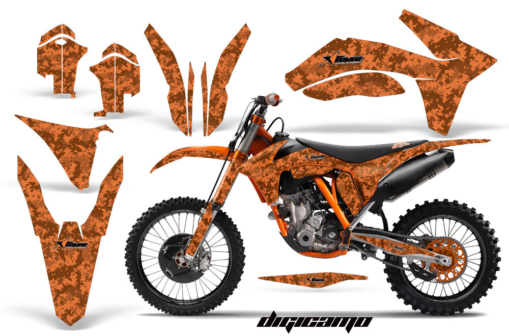 Dirt Bike Decal Graphics Kit Wrap For KTM SX/SX-F/XC/EXC/XFC-W 2011-2013 DIGICAMO ORANGE-atv motorcycle utv parts accessories gear helmets jackets gloves pantsAll Terrain Depot