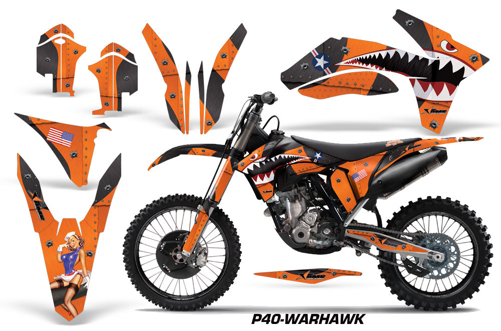 Dirt Bike Decal Graphics Kit Wrap For KTM SX/SX-F/XC/EXC/XFC-W 2011-2013 WARHAWK ORANGE-atv motorcycle utv parts accessories gear helmets jackets gloves pantsAll Terrain Depot
