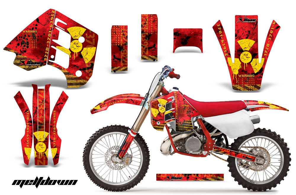 Decal Graphics Kit Wrap For KTM EXC250 EXC300 MXC250 MXC300 1990-1992 MELTDOWN YELLOW RED-atv motorcycle utv parts accessories gear helmets jackets gloves pantsAll Terrain Depot