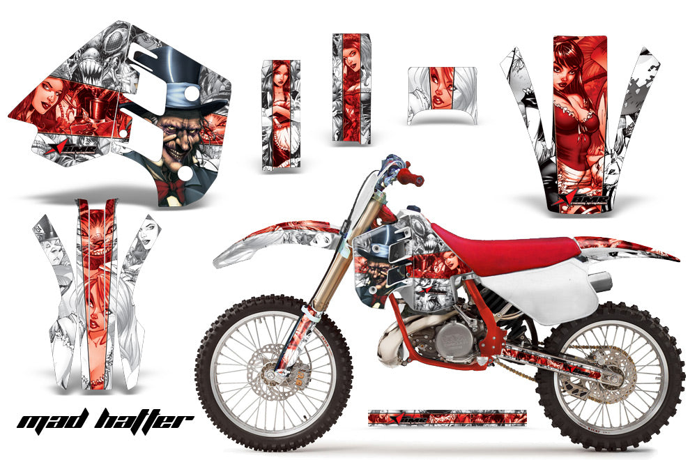 Decal Graphics Kit Wrap For KTM EXC250 EXC300 MXC250 MXC300 1990-1992 HATTER RED WHITE-atv motorcycle utv parts accessories gear helmets jackets gloves pantsAll Terrain Depot
