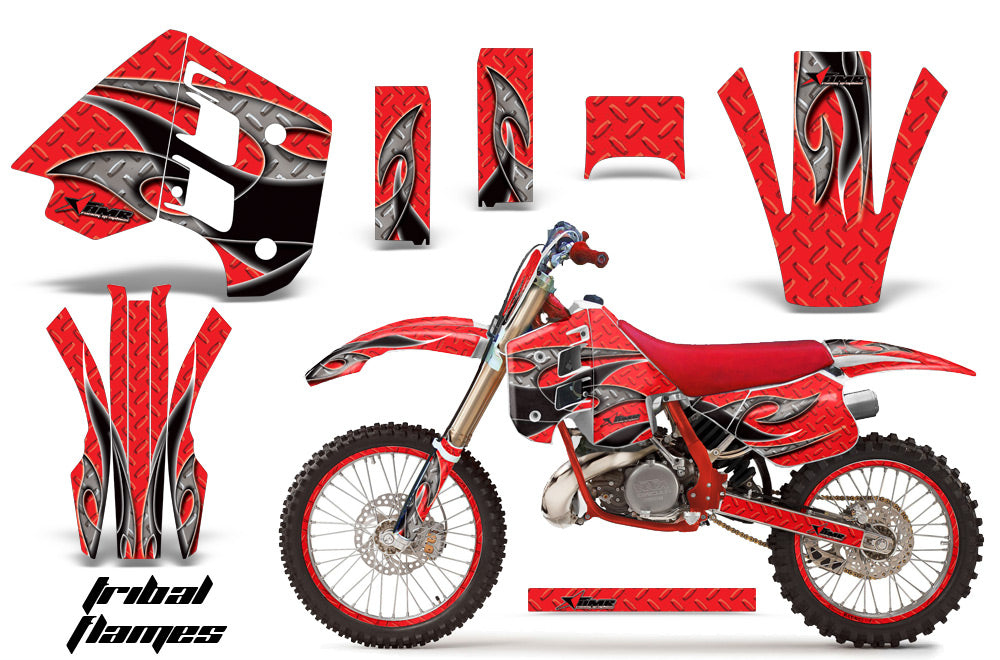 Graphics Kit Decal Wrap + # Plates For KTM EXC250 EXC300 MXC250 MXC300 1990-1992 TRIBAL BLACK RED-atv motorcycle utv parts accessories gear helmets jackets gloves pantsAll Terrain Depot