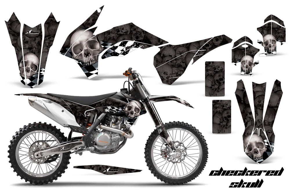Graphics Kit Decal Wrap For KTM SX/SXF/XCF/EXC/TC-F/XC/XCF-W 2013-2016 CHECKERED SILVER BLACK-atv motorcycle utv parts accessories gear helmets jackets gloves pantsAll Terrain Depot