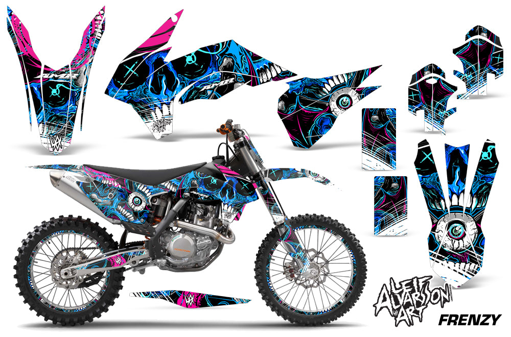 Graphics Kit Decal Wrap + # Plates For KTM SX/SXF/XCF/EXC/TC-F/XC/XCF-W 2013-2016 FRENZY BLUE-atv motorcycle utv parts accessories gear helmets jackets gloves pantsAll Terrain Depot