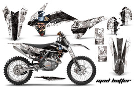 Graphics Kit Decal Wrap + # Plates For KTM SX/SXF/XCF/EXC/TC-F/XC/XCF-W 2013-2016 HATTER BLACK WHITE-atv motorcycle utv parts accessories gear helmets jackets gloves pantsAll Terrain Depot