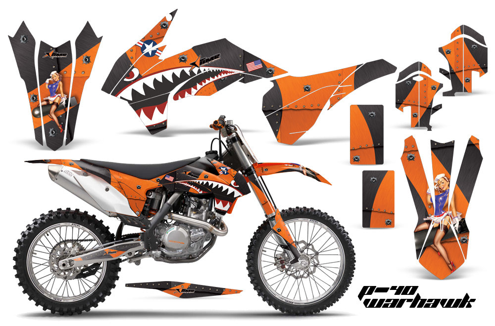 Graphics Kit Decal Wrap For KTM SX/SXF/XCF/EXC/TC-F/XC/XCF-W 2013-2016 WARHAWK ORANGE-atv motorcycle utv parts accessories gear helmets jackets gloves pantsAll Terrain Depot