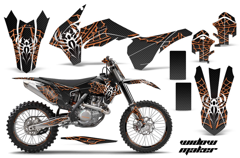 Graphics Kit Decal Wrap + # Plates For KTM SX/SXF/XCF/EXC/TC-F/XC/XCF-W 2013-2016 WIDOW ORANGE BLACK-atv motorcycle utv parts accessories gear helmets jackets gloves pantsAll Terrain Depot