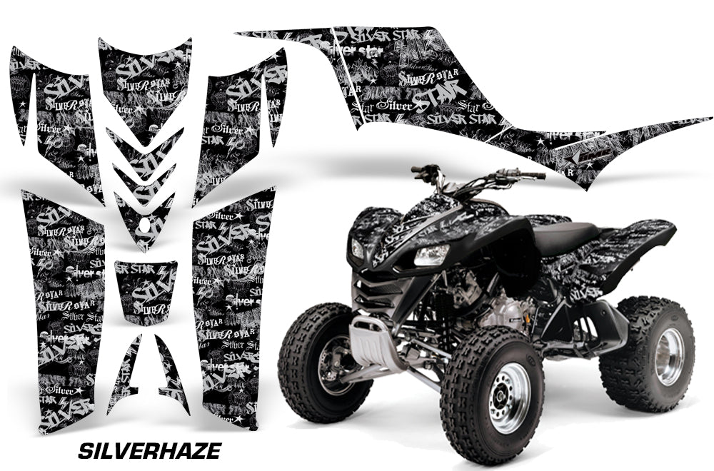 ATV Graphics Kit Quad Decal Sticker Wrap For Kawasaki KFX700 2003-2009 SSSH SILVER BLACK-atv motorcycle utv parts accessories gear helmets jackets gloves pantsAll Terrain Depot