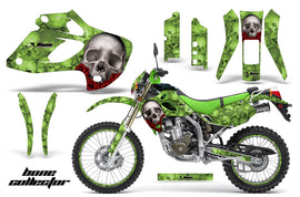 Graphics Kit Decal Sticker Wrap + # Plates For Kawasaki KLX250 1998-2003 BONES GREEN-atv motorcycle utv parts accessories gear helmets jackets gloves pantsAll Terrain Depot