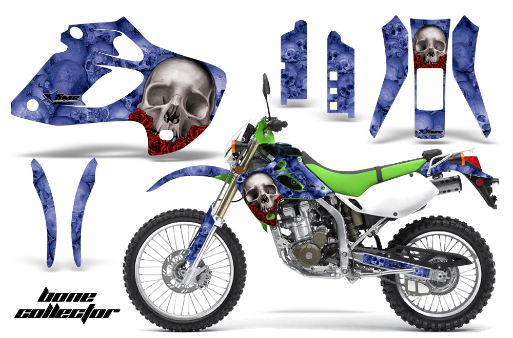 Dirt Bike Graphics Kit Decal Sticker Wrap For Kawasaki KLX250 1998-2003 BONES BLUE-atv motorcycle utv parts accessories gear helmets jackets gloves pantsAll Terrain Depot