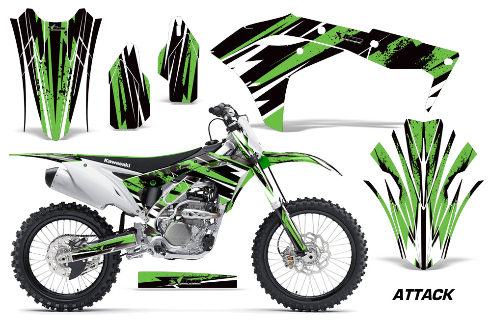 Dirt Bike Graphics Kit Decal Sticker Wrap For Kawasaki KXF250 2017-2018 ATTACK GREEN-atv motorcycle utv parts accessories gear helmets jackets gloves pantsAll Terrain Depot