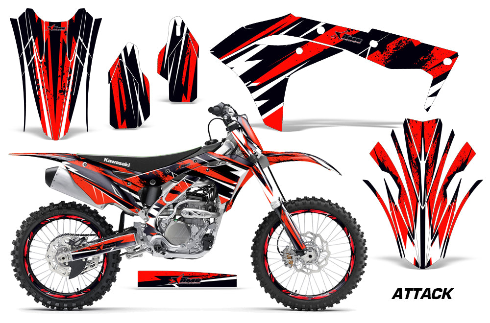Graphics Kit Decal Sticker Wrap + # Plates For Kawasaki KXF250 2017-2018 ATTACK RED-atv motorcycle utv parts accessories gear helmets jackets gloves pantsAll Terrain Depot