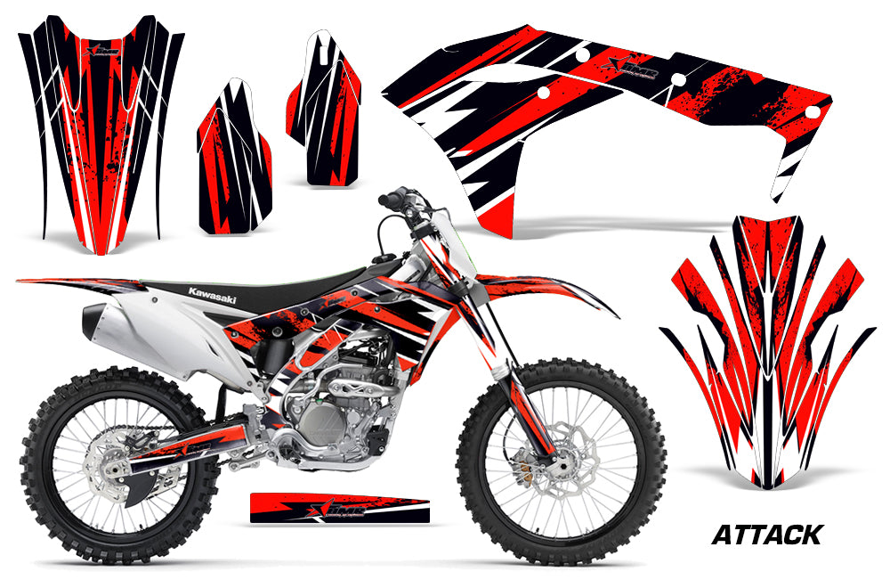 Dirt Bike Graphics Kit Decal Sticker Wrap For Kawasaki KXF250 2017-2018 ATTACK RED-atv motorcycle utv parts accessories gear helmets jackets gloves pantsAll Terrain Depot