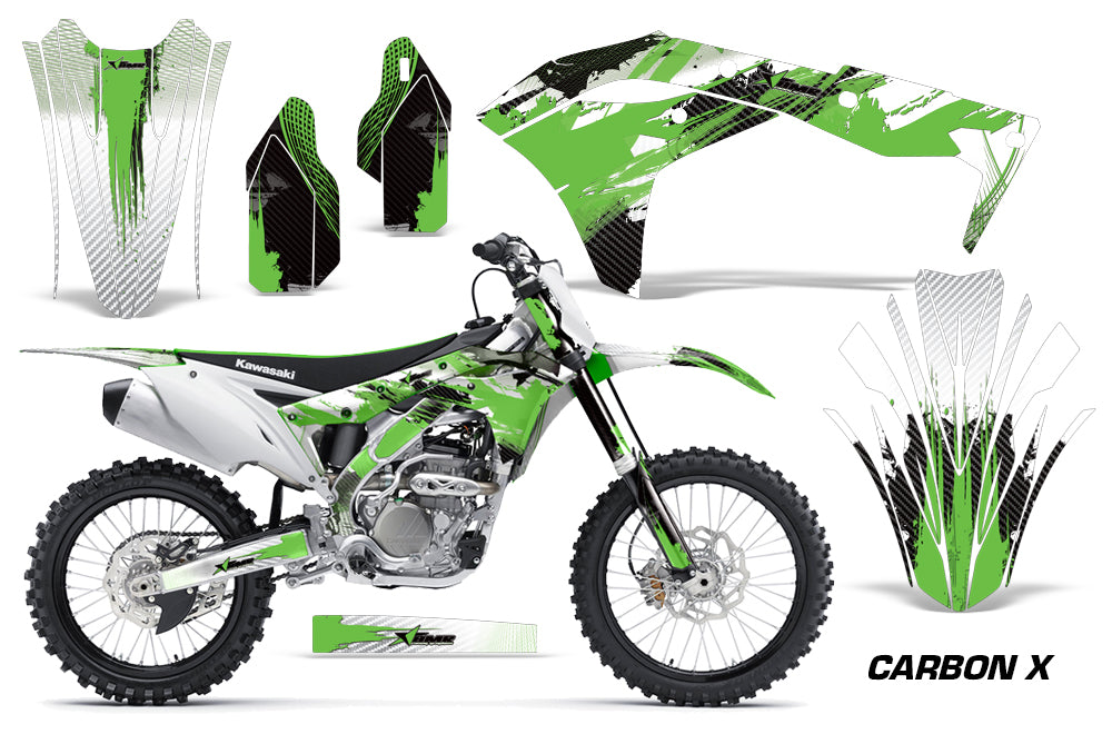 Dirt Bike Graphics Kit Decal Sticker Wrap For Kawasaki KXF250 2017-2018 CARBONX GREEN-atv motorcycle utv parts accessories gear helmets jackets gloves pantsAll Terrain Depot