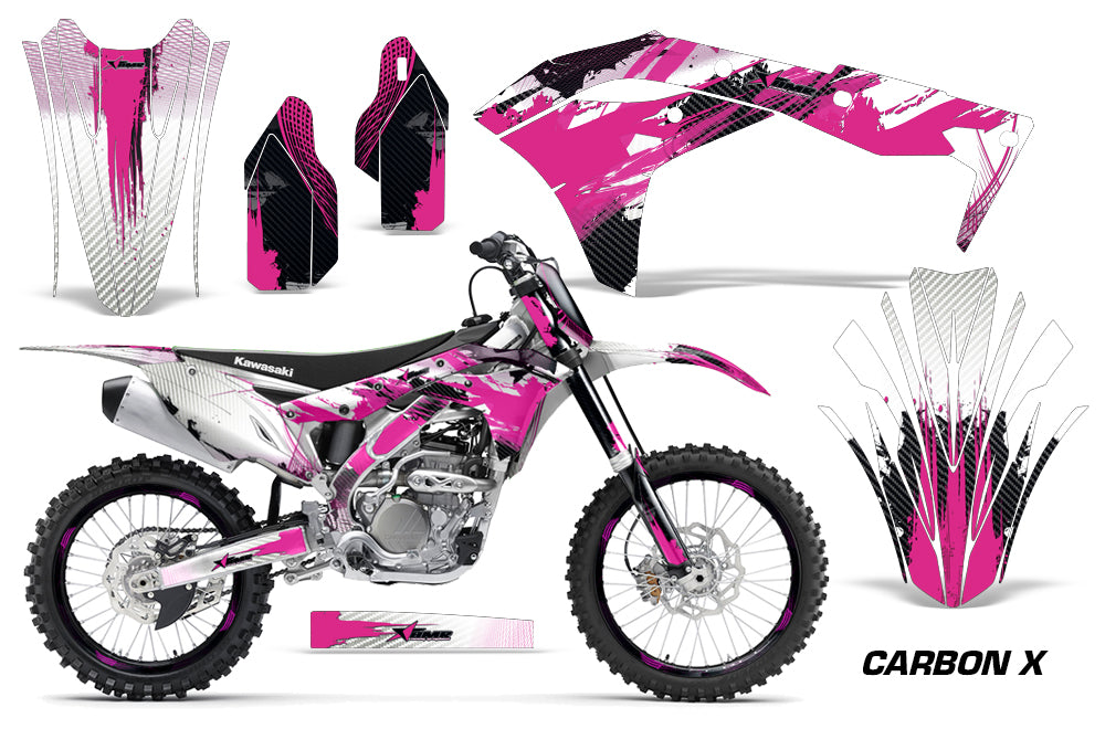 Graphics Kit Decal Sticker Wrap + # Plates For Kawasaki KXF250 2017-2018 CARBONX PINK-atv motorcycle utv parts accessories gear helmets jackets gloves pantsAll Terrain Depot