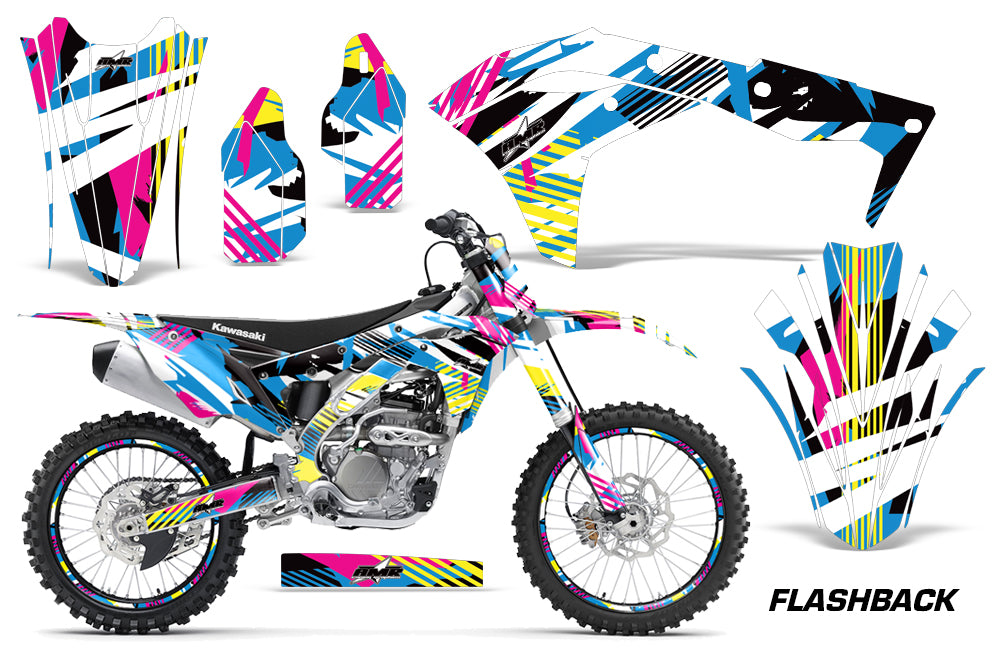 Graphics Kit Decal Sticker Wrap + # Plates For Kawasaki KXF250 2017-2018 FLASHBACK-atv motorcycle utv parts accessories gear helmets jackets gloves pantsAll Terrain Depot