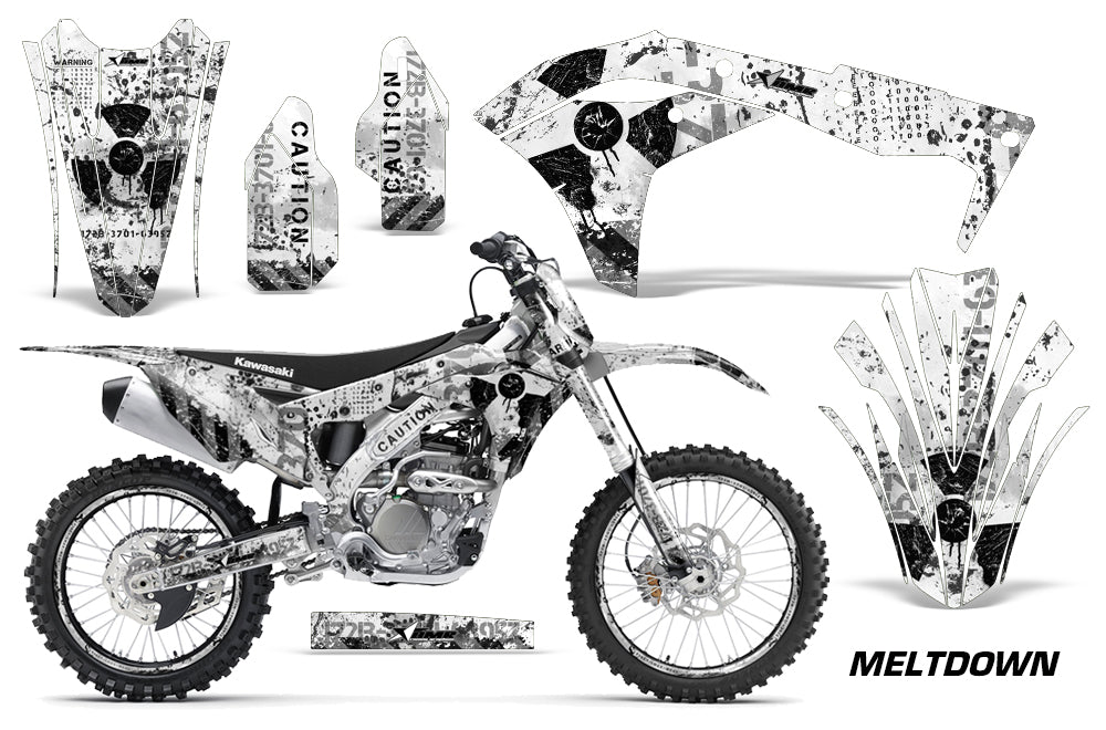 Graphics Kit Decal Sticker Wrap + # Plates For Kawasaki KXF250 2017-2018 MELTDOWN BLACK WHITE-atv motorcycle utv parts accessories gear helmets jackets gloves pantsAll Terrain Depot