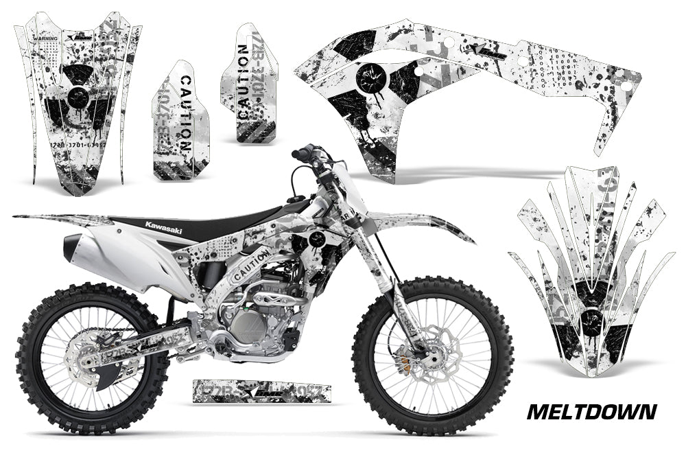 Dirt Bike Graphics Kit Decal Sticker Wrap For Kawasaki KXF250 2017-2018 MELTDOWN BLACK WHITE-atv motorcycle utv parts accessories gear helmets jackets gloves pantsAll Terrain Depot