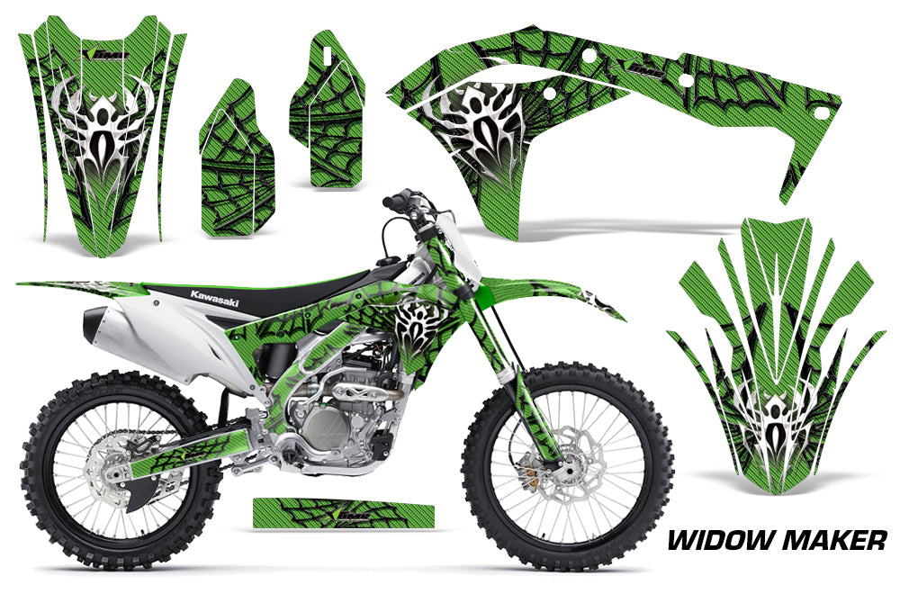 Dirt Bike Graphics Kit Decal Sticker Wrap For Kawasaki KXF250 2017-2018 WIDOW BLACK GREEN-atv motorcycle utv parts accessories gear helmets jackets gloves pantsAll Terrain Depot