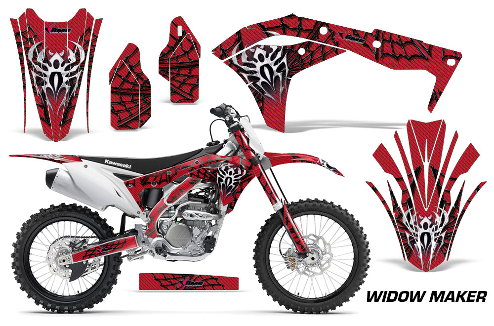 Dirt Bike Graphics Kit Decal Sticker Wrap For Kawasaki KXF250 2017-2018 WIDOW BLACK RED-atv motorcycle utv parts accessories gear helmets jackets gloves pantsAll Terrain Depot