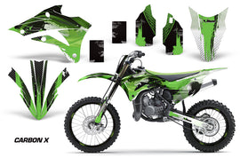 Graphics Kit Decal Wrap + # Plates For Kawasaki KX85 KX100 2014-2018 CARBONX GREEN-atv motorcycle utv parts accessories gear helmets jackets gloves pantsAll Terrain Depot
