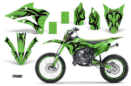Graphics Kit Decal Wrap + # Plates For Kawasaki KX85 KX100 2014-2018 TRIBE BLACK GREEN-atv motorcycle utv parts accessories gear helmets jackets gloves pantsAll Terrain Depot