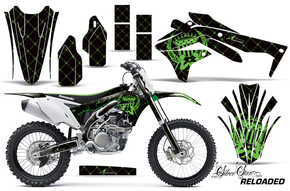 Dirt Bike Decal Graphic Kit Sticker Wrap For Kawasaki KXF450 2016-2018 RELOADED GREEN BLACK-atv motorcycle utv parts accessories gear helmets jackets gloves pantsAll Terrain Depot