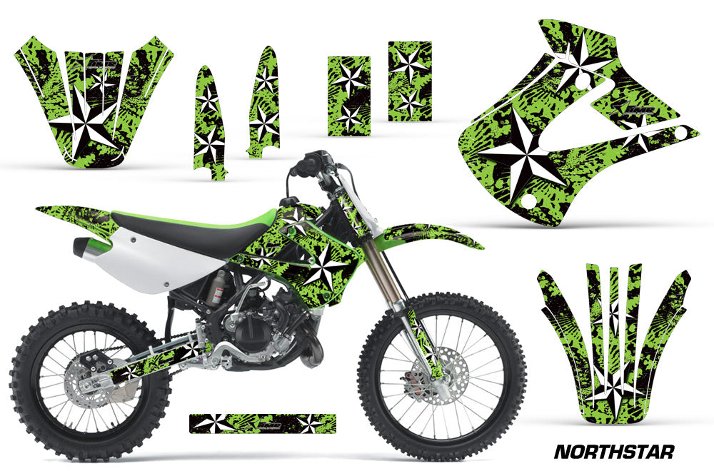 Dirt Bike Graphics Kit Decal Wrap For Kawasaki KX85 KX100 2001-2013 NORTHSTAR GREEN-atv motorcycle utv parts accessories gear helmets jackets gloves pantsAll Terrain Depot