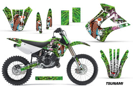 Dirt Bike Graphics Kit Decal Wrap For Kawasaki KX85 KX100 2001-2013 TSUNAMI GREEN-atv motorcycle utv parts accessories gear helmets jackets gloves pantsAll Terrain Depot