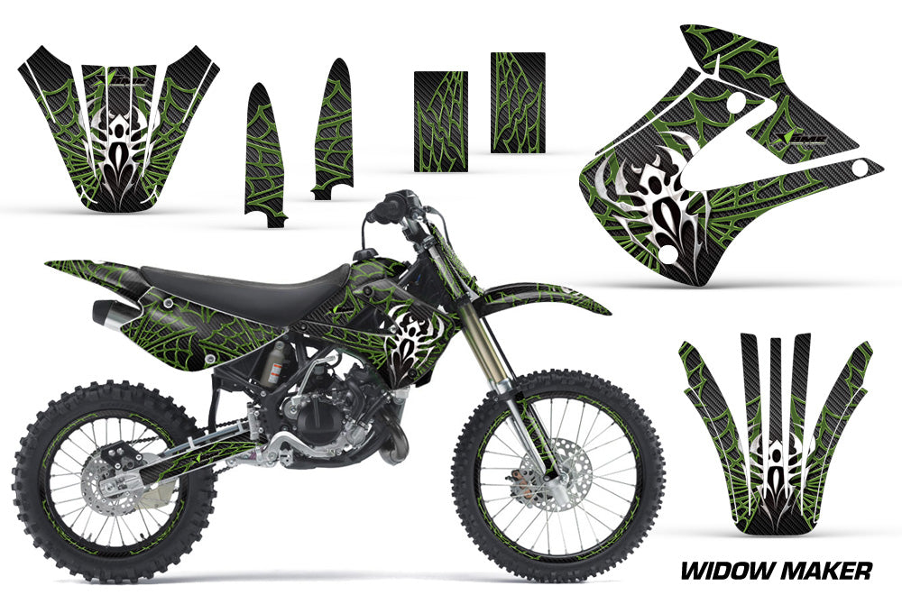 Graphics Kit Decal Wrap + # Plates For Kawasaki KX85 KX100 2001-2013 WIDOW GREEN BLACK-atv motorcycle utv parts accessories gear helmets jackets gloves pantsAll Terrain Depot