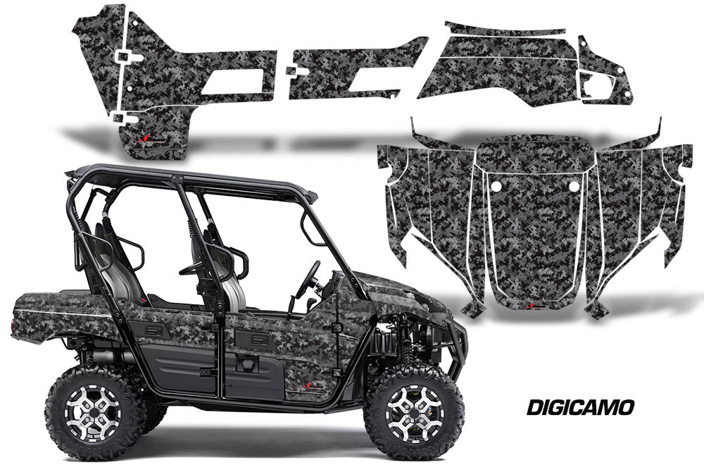 UTV Graphics Kit Decal Sticker Wrap For Kawasaki Teryx4 800 2016-2018 DIGICAMO BLACK-atv motorcycle utv parts accessories gear helmets jackets gloves pantsAll Terrain Depot