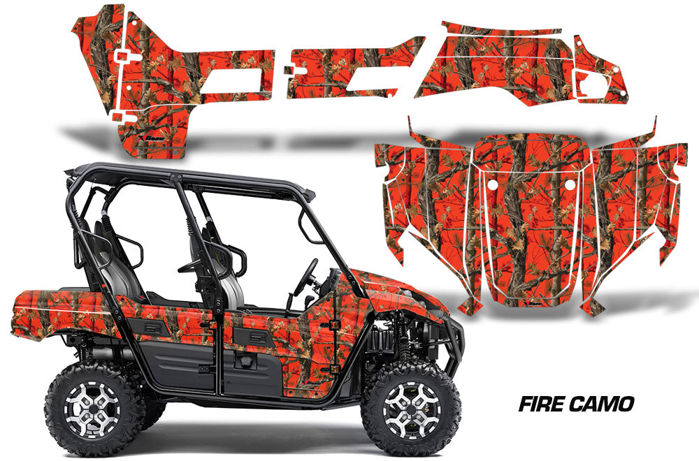 UTV Graphics Kit Decal Sticker Wrap For Kawasaki Teryx4 800 2016-2018 FIRE CAMO RED-atv motorcycle utv parts accessories gear helmets jackets gloves pantsAll Terrain Depot