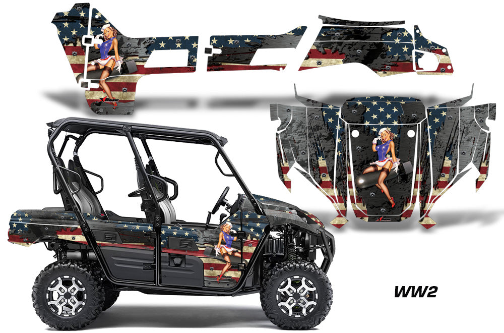 UTV Graphics Kit Decal Sticker Wrap For Kawasaki Teryx4 800 2016-2018 WW2 BOMBER-atv motorcycle utv parts accessories gear helmets jackets gloves pantsAll Terrain Depot