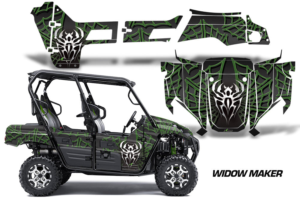 UTV Graphics Kit Decal Sticker Wrap For Kawasaki Teryx4 800 2016-2018 WIDOW GREEN BLACK-atv motorcycle utv parts accessories gear helmets jackets gloves pantsAll Terrain Depot