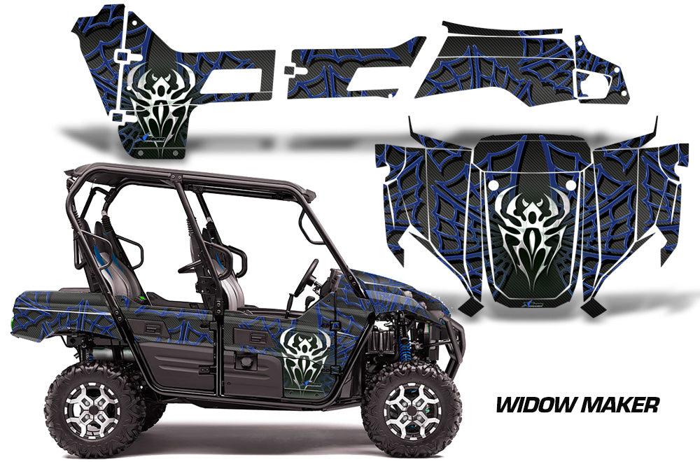 UTV Graphics Kit Decal Sticker Wrap For Kawasaki Teryx4 800 2016-2018 WIDOW BLUE BLACK-atv motorcycle utv parts accessories gear helmets jackets gloves pantsAll Terrain Depot