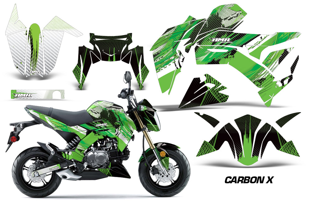 Dirt Bike Graphics Kit Decal Sticker Wrap For Kawasaki Z125 PRO 2017-2018 CARBONX GREEN-atv motorcycle utv parts accessories gear helmets jackets gloves pantsAll Terrain Depot