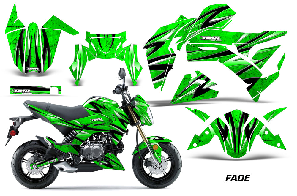 Dirt Bike Graphics Kit Decal Sticker Wrap For Kawasaki Z125 PRO 2017-2018 FADE GREEN-atv motorcycle utv parts accessories gear helmets jackets gloves pantsAll Terrain Depot
