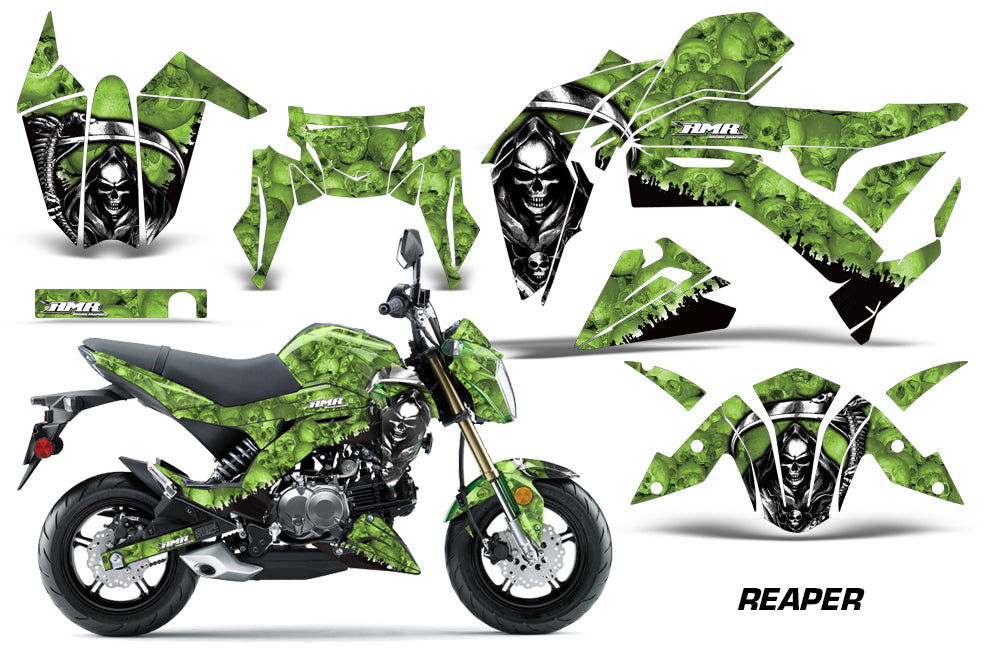 Dirt Bike Graphics Kit Decal Sticker Wrap For Kawasaki Z125 PRO 2017-2018 REAPER GREEN-atv motorcycle utv parts accessories gear helmets jackets gloves pantsAll Terrain Depot