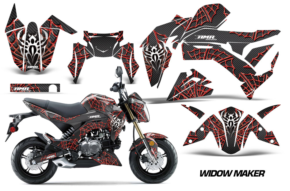 Dirt Bike Graphics Kit Decal Sticker Wrap For Kawasaki Z125 PRO 2017-2018 WIDOW RED BLACK-atv motorcycle utv parts accessories gear helmets jackets gloves pantsAll Terrain Depot
