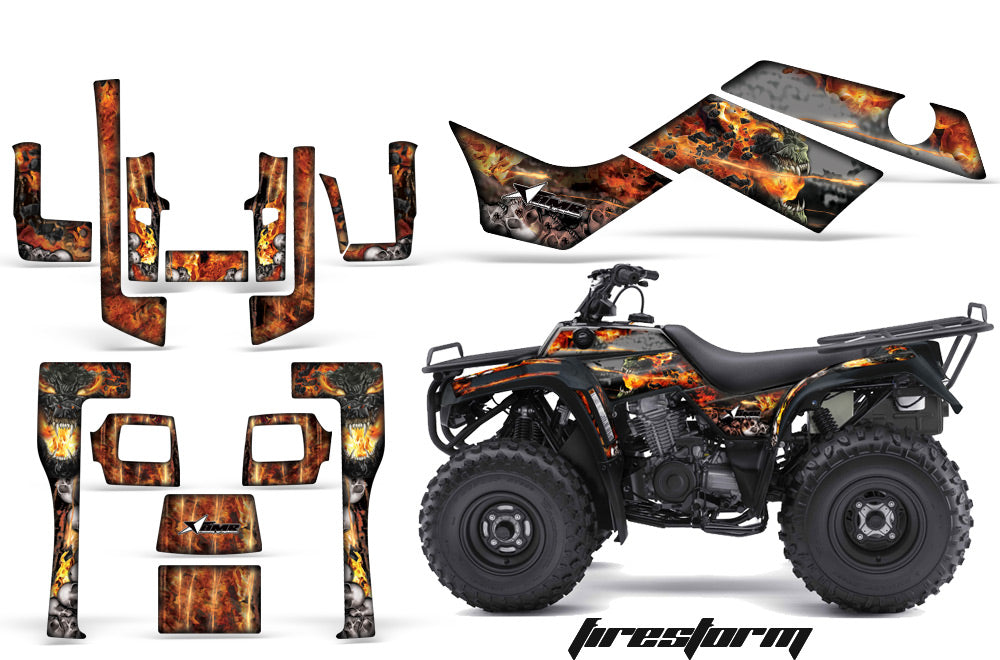 ATV Graphics Kit Quad Decal Sticker Wrap For Kawasaki Bayou 250 2003-2011 FIRESTORM BLACK-atv motorcycle utv parts accessories gear helmets jackets gloves pantsAll Terrain Depot