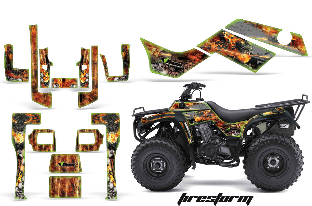 ATV Graphics Kit Quad Decal Sticker Wrap For Kawasaki Bayou 250 2003-2011 FIRESTORM GREEN-atv motorcycle utv parts accessories gear helmets jackets gloves pantsAll Terrain Depot