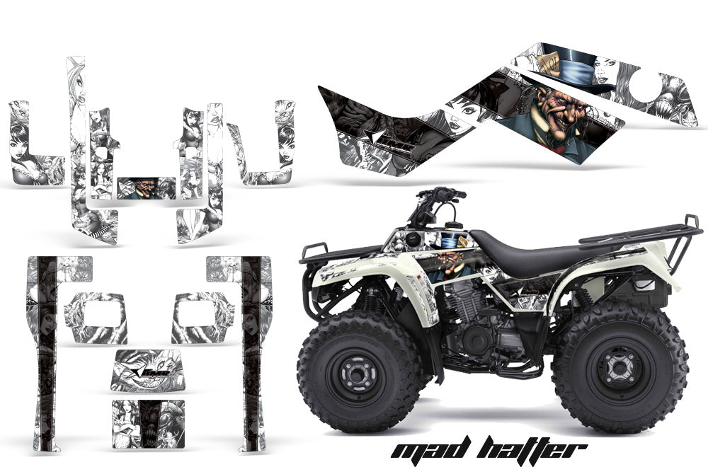 ATV Graphics Kit Quad Decal Sticker Wrap For Kawasaki Bayou 250 2003-2011 HATTER WHITE BLACK-atv motorcycle utv parts accessories gear helmets jackets gloves pantsAll Terrain Depot
