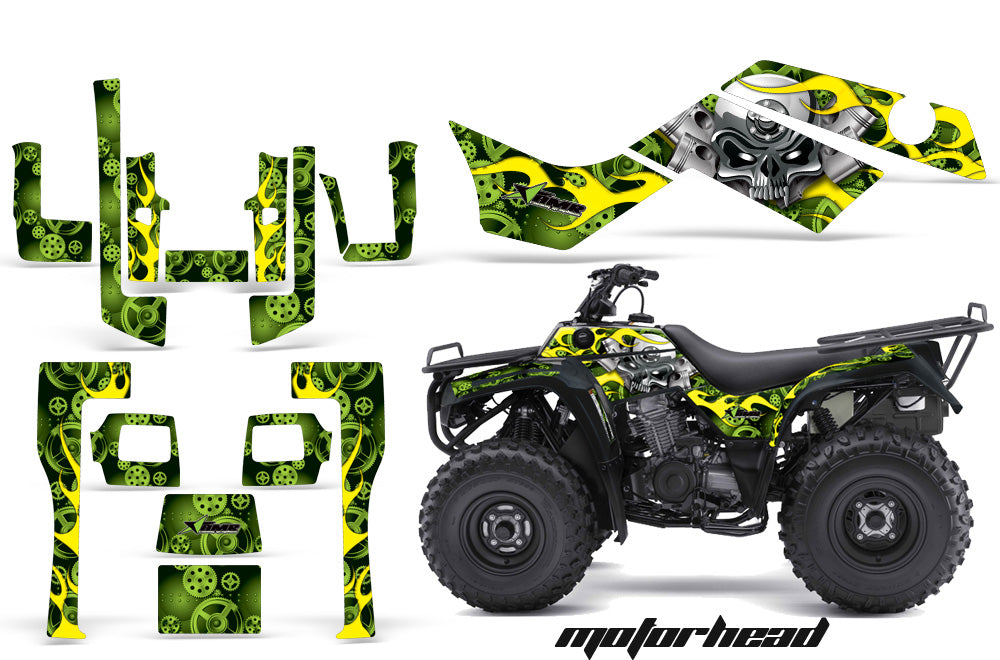 ATV Graphics Kit Quad Decal Sticker Wrap For Kawasaki Bayou 250 2003-2011 MOTORHEAD GREEN-atv motorcycle utv parts accessories gear helmets jackets gloves pantsAll Terrain Depot