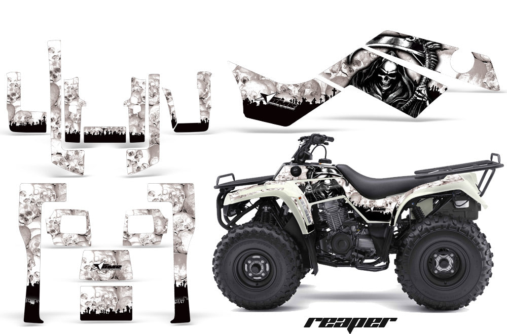 ATV Graphics Kit Quad Decal Sticker Wrap For Kawasaki Bayou 250 2003-2011 REAPER WHITE-atv motorcycle utv parts accessories gear helmets jackets gloves pantsAll Terrain Depot
