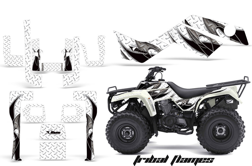 ATV Graphics Kit Quad Decal Sticker Wrap For Kawasaki Bayou 250 2003-2011 TRIBAL BLACK WHTE-atv motorcycle utv parts accessories gear helmets jackets gloves pantsAll Terrain Depot