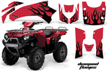 Load image into Gallery viewer, ATV Graphics Kit Quad Decal Wrap For Kawasaki Brute Force 750i 2005-2011 DIAMOND FLAMES BLACK RED-atv motorcycle utv parts accessories gear helmets jackets gloves pantsAll Terrain Depot