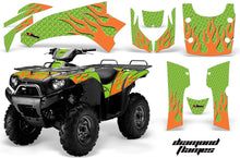 Load image into Gallery viewer, ATV Graphics Kit Quad Decal Wrap For Kawasaki Brute Force 750i 2005-2011 DIAMOND FLAMES ORANGE GREEN-atv motorcycle utv parts accessories gear helmets jackets gloves pantsAll Terrain Depot