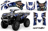 ATV Graphics Kit Quad Decal Wrap For Kawasaki Brute Force 750i 2005-2011 HATTER SILVER BLUE