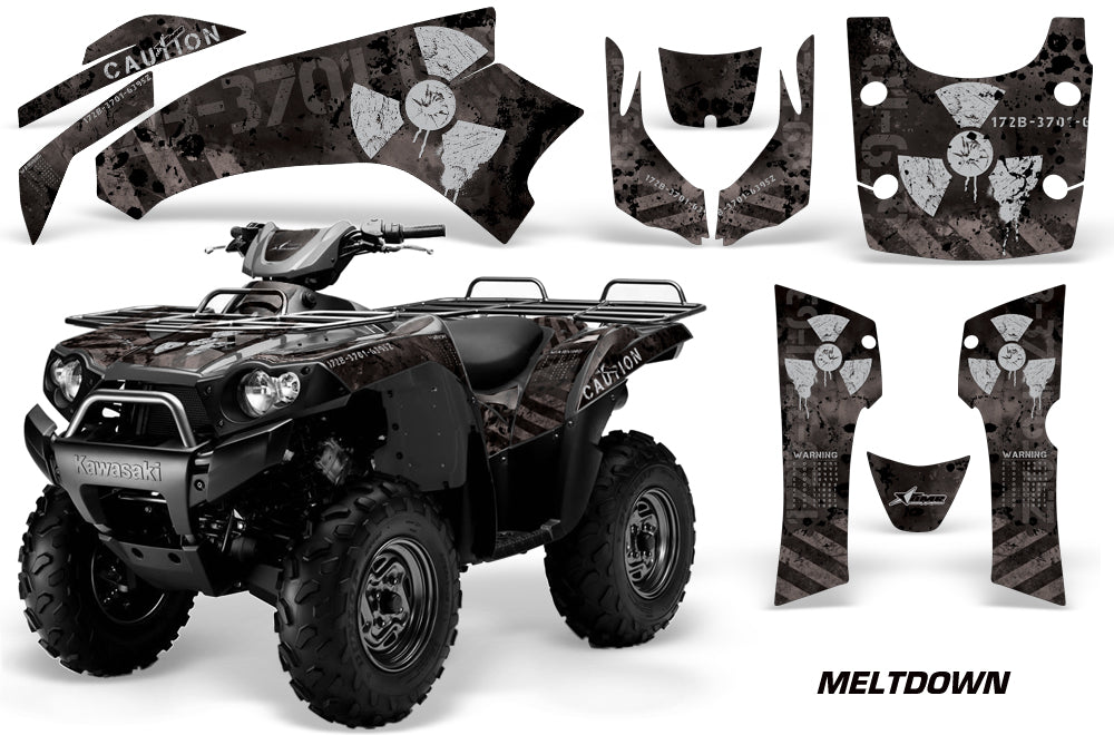 ATV Graphics Kit Quad Decal Wrap For Kawasaki Brute Force 750i 2005-2011 MELTDOWN SILVER BLACK-atv motorcycle utv parts accessories gear helmets jackets gloves pantsAll Terrain Depot