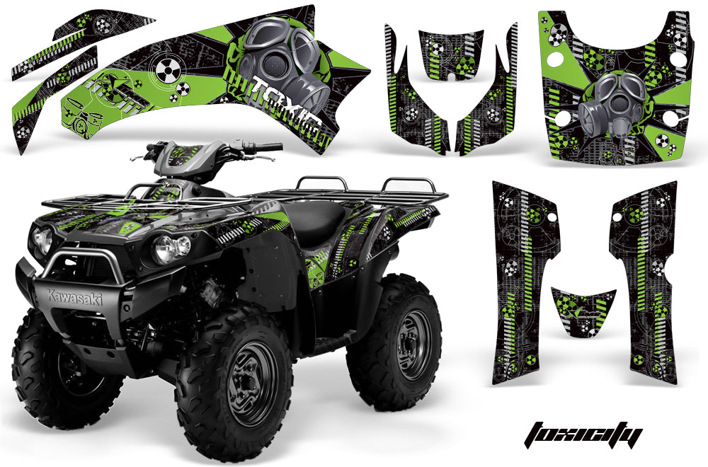 ATV Graphics Kit Quad Decal Wrap For Kawasaki Brute Force 650i 2004-2012 TOXIC GREEN BLACK-atv motorcycle utv parts accessories gear helmets jackets gloves pantsAll Terrain Depot